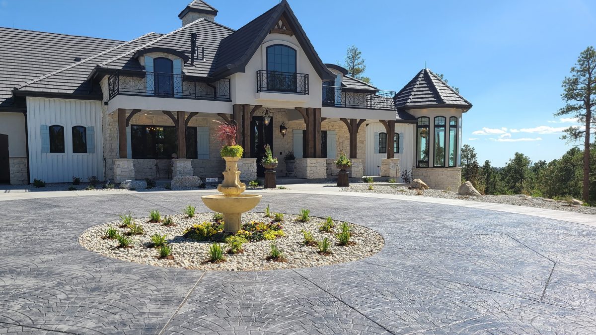 Parade of Homes Stamped & Colored Driveway & Fountain